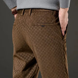 Pantalon Texturé à Motif Géométrique Discret