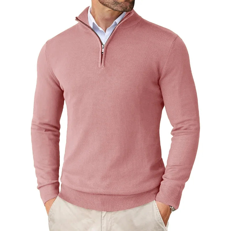 Pull Col Montant Zippé Coupe Épurée