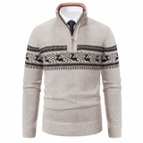 Pull Nordique Zippé à Motif Jacquard