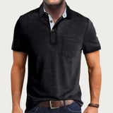 Polo Homme à Fermeture Zippée et Col Contrasté