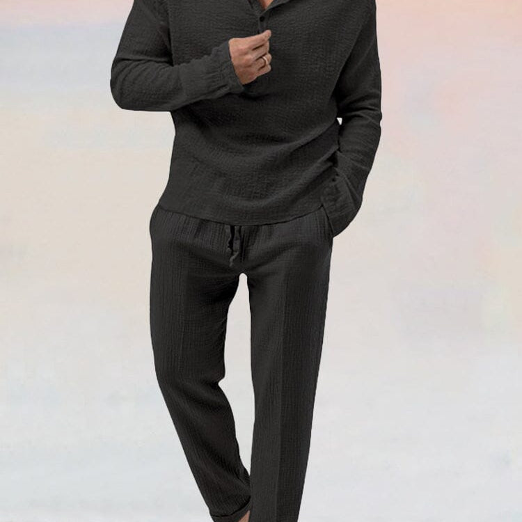 Ensemble Texturé Henley et Pantalon
