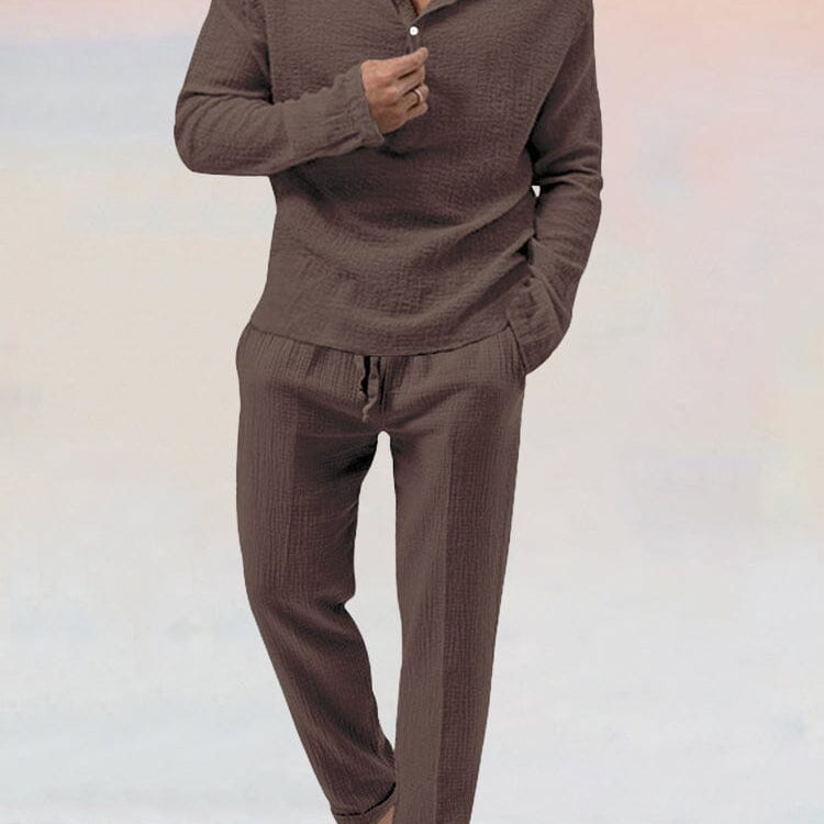 Ensemble Texturé Henley et Pantalon