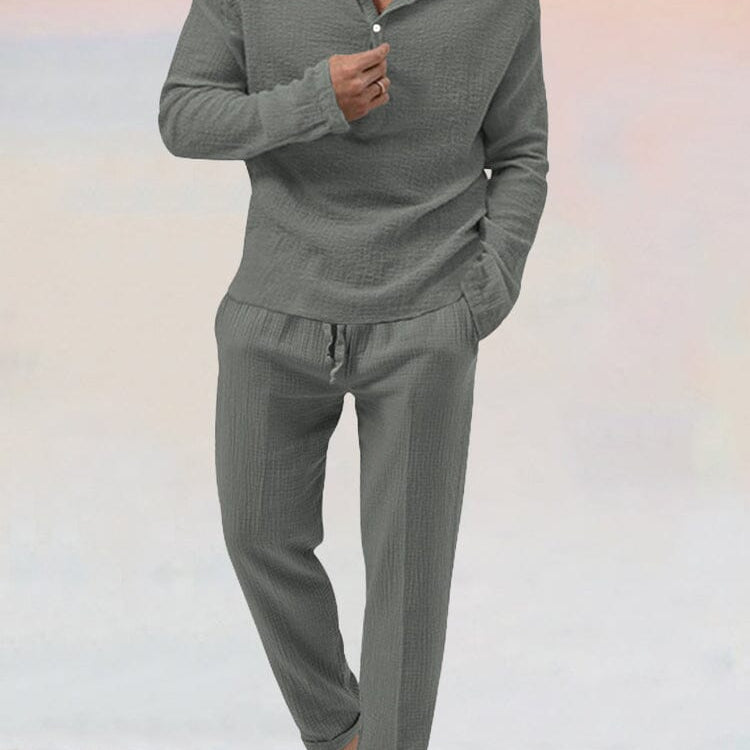 Ensemble Texturé Henley et Pantalon