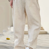 Pantalon Ample Texturé à Cordon de Serrage