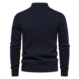 Pull Col Montant Zippé en Maille Fine
