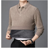 Pull Effet Superposé à Col Polo Intégré