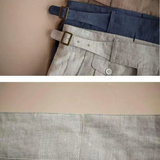 Pantalon Habillé en Lin Mélangé Coupe Fuselée