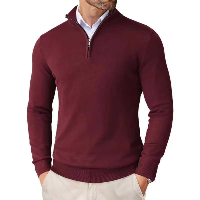 Pull Col Montant Zippé Coupe Épurée