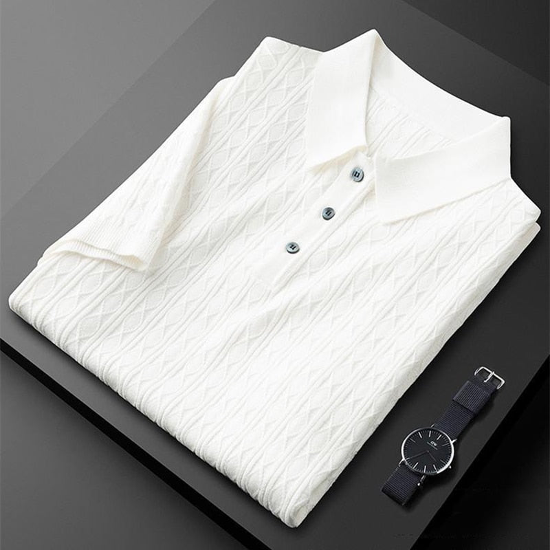 Polo Texturé à Motif Vertical