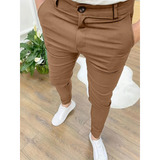 Pantalon Texturé Fuselé à Coupe Ajustée