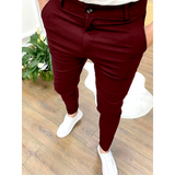 Pantalon Texturé Fuselé à Coupe Ajustée