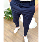 Pantalon Texturé Fuselé à Coupe Ajustée