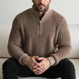 Pull Homme Maille Côtelée Demi-Zip