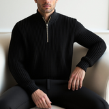 Pull Homme Maille Côtelée Demi-Zip