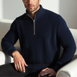Pull Homme Maille Côtelée Demi-Zip