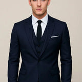 Costume trois-pièces homme coupe slim, veste croisée simple