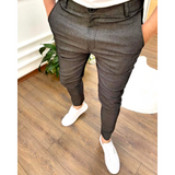 Pantalon Texturé Fuselé à Coupe Ajustée
