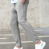 Pantalon Ajusté À Cordon Gris Homme