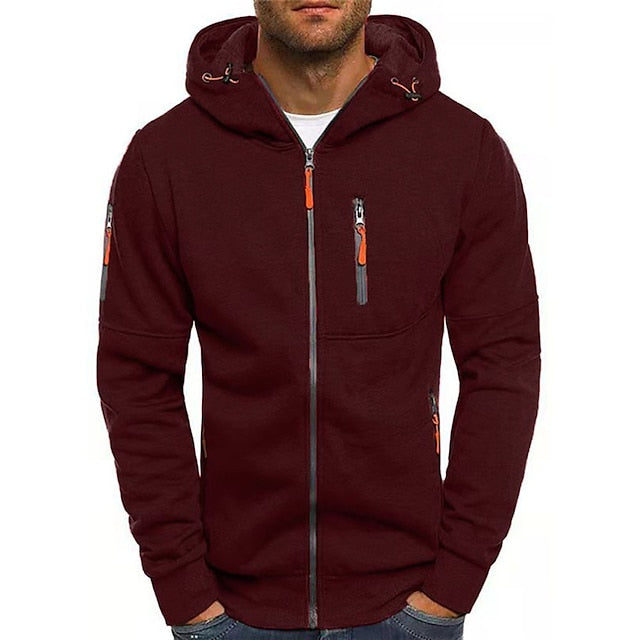 Sweat à Capuche Zippé à Col Montant