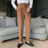 Pantalon Habillé Taille Haute à Plis