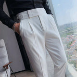 Pantalon Habillé Taille Haute à Plis
