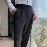 Pantalon Habillé Taille Haute à Plis