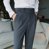 Pantalon Habillé Taille Haute à Plis