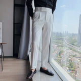 Pantalon Habillé Taille Haute à Plis