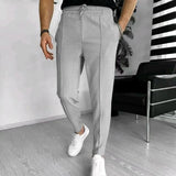 Pantalon Fuselé Texturé à Taille Élastique