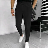 Pantalon Fuselé Texturé à Taille Élastique