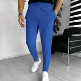 Pantalon Fuselé Texturé à Taille Élastique