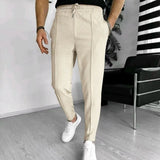 Pantalon Fuselé Texturé à Taille Élastique