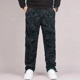 Pantalon cargo homme coupe large multi-poches en coton mélangé