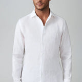 Chemise Homme en Lin Mélangé à Manches Longues