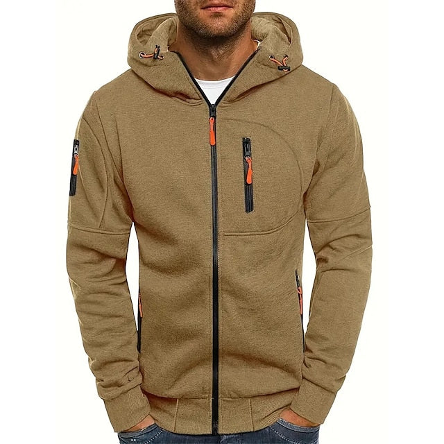 Sweat à Capuche Zippé à Col Montant
