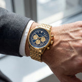 Montre pour Homme Dorée en Acier Inoxydable – Quartz Lumineuse et Étanche 43 mm