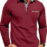Polo Homme à Manches Longues avec Col Contrasté