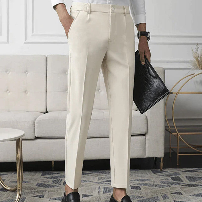 Pantalon Habillé Fuselé à Plis Marqués