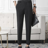 Pantalon Habillé Fuselé à Plis Marqués