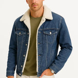 Veste en jean homme doublée sherpa, coupe ample