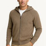 Cardigan homme à capuche en laine mérinos zippé