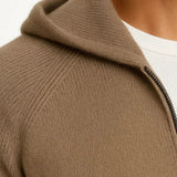 Cardigan homme à capuche en laine mérinos zippé