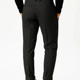 Pantalon Structuré Ajusté En Laine Gris Homme