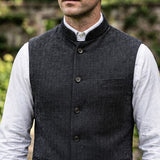 Gilet homme col mao en chevrons, coupe ajustée