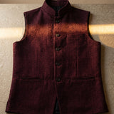 Gilet homme col mao en chevrons, coupe ajustée