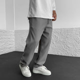 Pantalon Texturé à Rayures Verticales Coupe Ample
