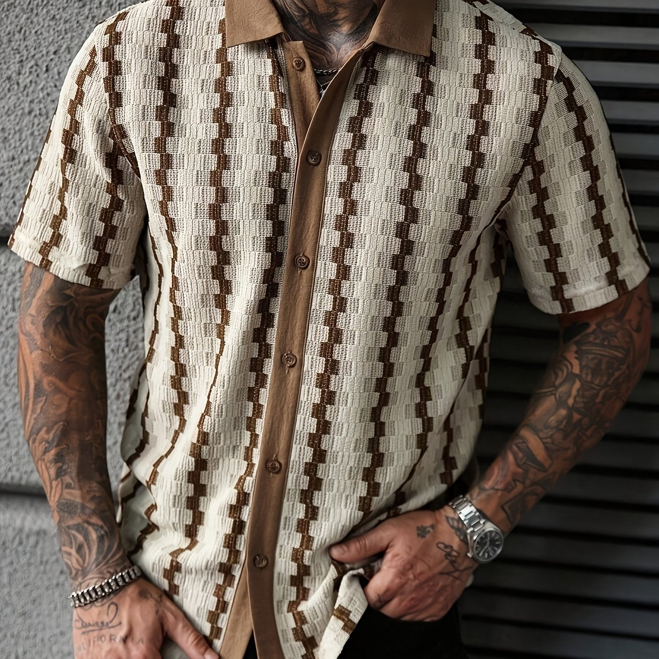 Chemise Homme à Rayures Verticales Texturées