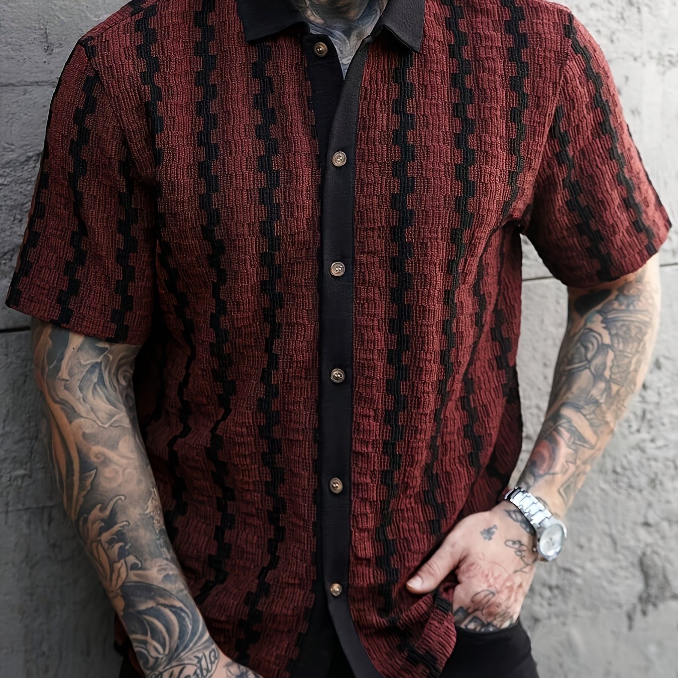 Chemise Homme à Rayures Verticales Texturées