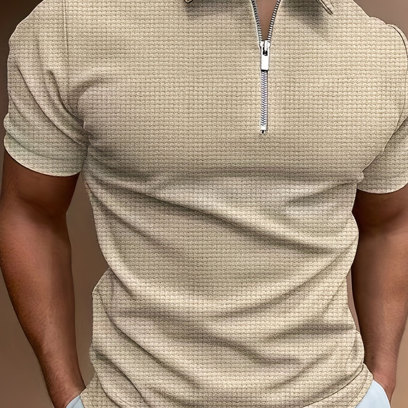 Polo Texturé à Demi-Zip