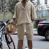 Ensemble Texturé Col V et Short
